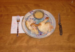 Roast Chicken Dinner with Au Jus Fat Drippings.